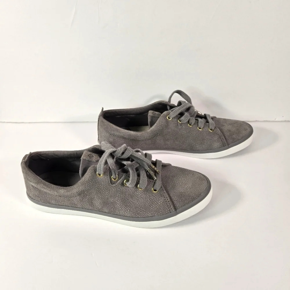 Sperry Womens Top Sider Gray Textured Suede Size 8